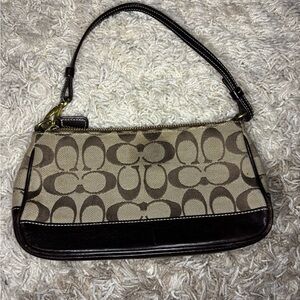 Coach Tan and Brown Signature Shoulder Bag